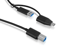 ICY BOX USB kabel USB 3.2 gen. 1 (USB 3.0) USB-C® vtič\, USB-A vtič\, USB-B vtič 1.00 m črna  60858