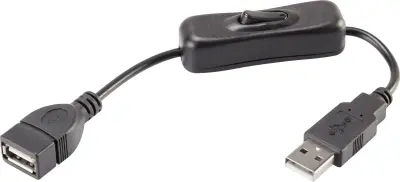Renkforce USB kabel USB 2.0 USB-A vtič\, USB-A vtičnica 0.25 m črna vklj. stikalo za vklop/izklop\, pozlačeni konektorji RF-3322982