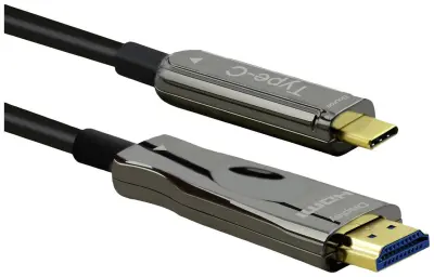 Roline USB-C® / HDMI / steklena vlakna adapterski kabel USB-C® vtič\, HDMI-A  vtič 30.00 m črna 14.01.3474 #####4K UHD\, zaščiten HDMI kabel