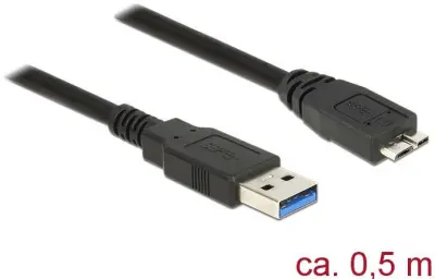 Delock USB kabel USB 3.2 gen. 1 (USB 3.0) USB-A vtič\, USB-mikro-B 3.0 vtič  0.50 m črna pozlačeni konektorji 85071
