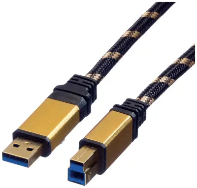 Roline USB kabel USB 3.2 gen. 1 (USB 3.0) USB-A vtič\, USB-B vtič 3.00 m črna\, zlata dvojno oklopljen\, pozlačeni konektorji 11.02.8903