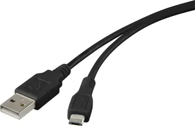 USB 2.0 priključni kabel [1x USB 2.0 vtič A - 1x USB 2.0 vtič Micro-B] 1 m črni\, pozlačeni kontakti\, UL-zertifiziert renkforce
