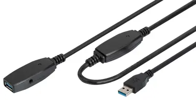 Digitus USB kabel USB 3.2 gen. 1 (USB 3.0) USB-A vtič\, USB-A vtičnica 20.00 m črna zaščiten\, dvojno oklopljen DA-73107