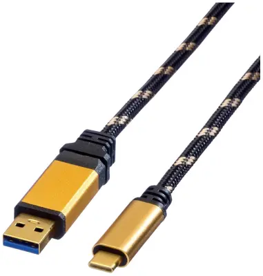 Roline USB kabel USB 3.2 gen. 1 (USB 3.0) USB-A vtič\, USB-C® vtič 1.00 m črna\, zlata zaščiten 11.02.9013