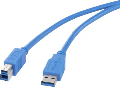 USB 3.0 priključni kabel [1x USB 3.0 vtič A - 1x USB 3.0 vtič B] 0.50 m modre barve\, pozlačeni vtični kontakti renkforce