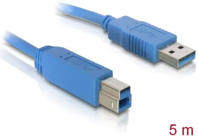 Delock USB kabel USB 3.2 gen. 1 (USB 3.0) USB-A vtič\, USB-B vtič 5.00 m modra pozlačeni konektorji 82582