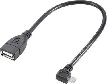 Renkforce USB kabel USB 2.0 USB-mikro-B vtič\, USB-A vtičnica 0.10 m črna z OTG funkcijo\, pozlačeni konektorji RF-4080777