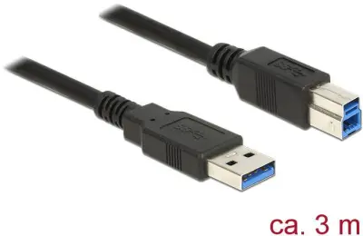 Delock USB kabel USB 3.2 gen. 1 (USB 3.0) USB-A vtič\, USB-B vtič 3.00 m črna pozlačeni konektorji 85069