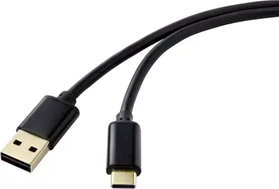 Renkforce USB kabel USB 2.0 USB-A vtič\, USB-C® vtič 1.80 m črna primeren za obojestranski priključek  RF-4547682