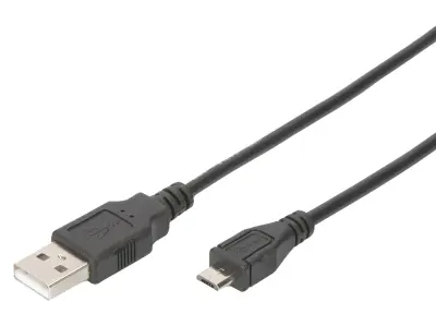 Digitus USB kabel USB 2.0 USB-A vtič\, USB-mikro-B vtič 1.00 m črna okrogel\, dvojno oklopljen DB-300127-010-S