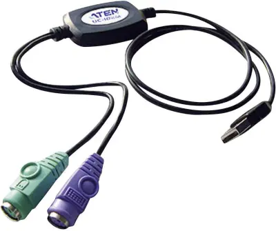 Priključni kabel za PS/2 / USB tipkovnico/miško [2x PS/2 vtičnica - 1x USB 1.1 vtič A] 0.90 m črne barve