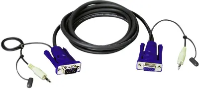 KVM priključni kabel [1x VGA-vtič\, klinken-vtič 3.5 mm - 1x VGA-vtičnica\, klinken-vtič 3.5 mm] 1.80 m črn ATEN