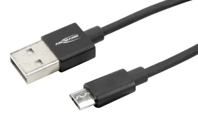 Ansmann USB kabel USB 2.0 USB-A vtič\, USB-mikro-B vtič 1.20 m črna aluminijasti vtič\, TPE plašč 1700-0076