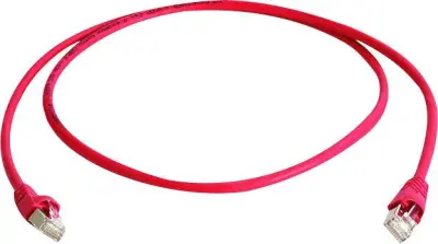 RJ45 križni omrežni priključni kabel CAT 6A S/FTP 0.50 m rdeče barve z zaščito pred gorenjem\, brez halogena Telegärtner