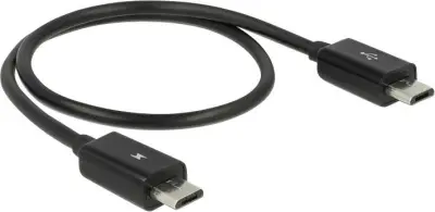Delock USB kabel USB 2.0 USB-mikro-B vtič\, USB-mikro-B vtič 0.30 m črna z OTG funkcijo 83570