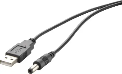 Renkforce USB napajalni kabel USB 2.0 USB-A vtič\, DC vtič 3\,5 mm 1.00 m črna pozlačeni konektorji RF-4079667