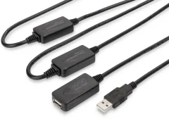 Digitus USB kabel USB 2.0 USB-A vtičnica\, USB-A vtič 25.00 m črna z USB-jem\, s podaljškom DA-73103