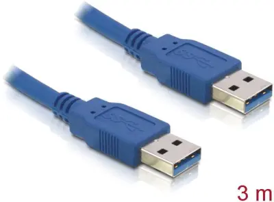 Delock USB kabel USB 3.2 gen. 1 (USB 3.0) USB-A vtič\, USB-A vtič 3.00 m modra pozlačeni konektorji 82536