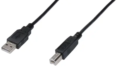 Digitus USB kabel USB 2.0 USB-A vtič\, USB-B vtič 1.00 m črna okrogel\, dvojno oklopljen AK-300105-010-S
