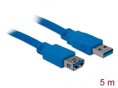 Delock USB kabel USB 3.2 gen. 1 (USB 3.0) USB-A vtič\, USB-A vtičnica 5.00 m modra pozlačeni konektorji 82541