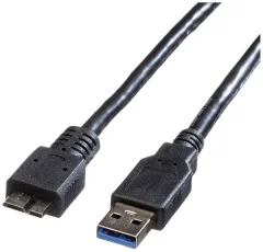 Roline USB kabel USB 3.2 gen. 1 (USB 3.0) USB-A vtič\, USB-mikro-B 3.0 vtič  0.80 m črna zaščiten 11.02.8873