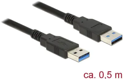 Delock USB kabel USB 3.2 gen. 1 (USB 3.0) USB-A vtič\, USB-A vtič 0.50 m črna pozlačeni konektorji 85059