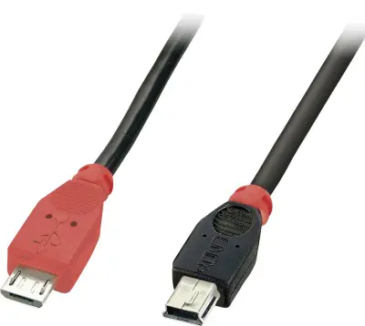 LINDY USB kabel USB 2.0 USB-mikro-B vtič\, USB-mini-B vtič 0.50 m črna z OTG funkcijo 31717