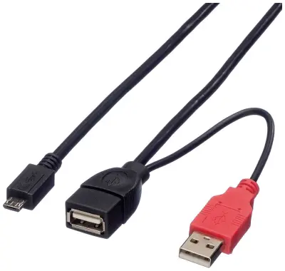 Roline USB kabel USB 2.0 USB-A vtič\, USB-A vtičnica\, USB-mikro-B vtič 1.00 m črna zaščiten 19.08.1009