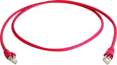 RJ45 križni omrežni priključni kabel CAT 6A S/FTP 3 m rdeče barve z zaščito pred gorenjem\, brez halogena Telegärtner
