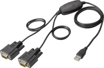 USB 1.1\, serijski priključni kabel [1x USB 2.0 vtič A - 2x D-SUB-vtič 9pol.] 1.20 m črne barve Digitus