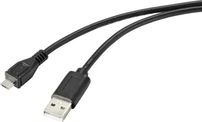 Renkforce USB kabel USB 2.0 USB-A vtič\, USB-mikro-B vtič 2.00 m črna s protimikrobno površino RF-4716836