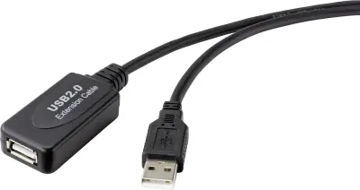 Renkforce USB kabel USB 2.0 USB-A vtič\, USB-A vtičnica 10.00 m črna aktivno z ojačitvijo signala RF-4535084