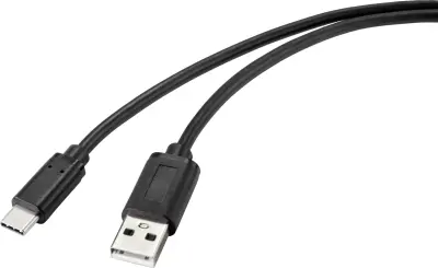 Renkforce USB kabel USB 2.0 USB-C® vtič\, USB-A vtič 2.00 m črna s protimikrobno površino RF-4695144