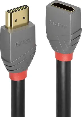 LINDY HDMI podaljšek HDMI-A  vtič\, HDMI-A  vtičnica 2.00 m antracitna\, črna\, rdeča 36477 #####4K UHD\, pozlačeni konektorji HDMI kabel