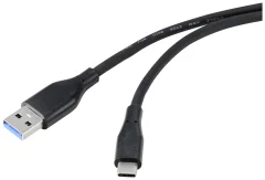 Renkforce USB kabel USB 3.2 gen. 1 (USB 3.0) USB-A vtič\, USB-C® vtič 1.50 m črna PVC plašč\, visoko fleksibilno RF-4995174