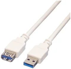Value USB kabel USB 3.2 gen. 1 (USB 3.0) USB-A vtič\, USB-A vtičnica 0.80 m bela zaščiten 11.99.8977