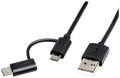 Roline USB kabel USB 2.0 USB-A vtič\, USB-C® vtič\, USB-mikro-B vtič 1.00 m črna  11.02.8328