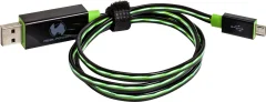 RealPower USB kabel USB 2.0 USB-A vtič\, USB-mikro-B vtič 0.75 m zelena z LED diodo 187656