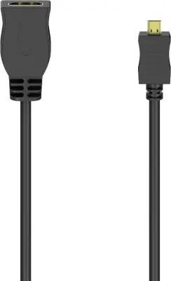 Hama 00205168 HDMI adapterski kabel [1x ženski konektor HDMI - 1x moški konektor micro HDMI tipa D] črna  10 cm