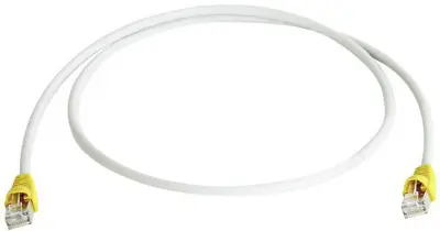 Telegärtner RJ45 (prekrižan) omrežni priključni kabel CAT 6a S/FTP 0.50 m siva dvojno oklopljen\, z zaščitnim zapornim zatičem