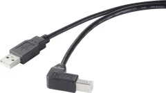 Renkforce USB kabel USB 3.2 gen.1 USB-A vtič\, USB-B vtič 0.5 m črna 90° kotni navzdol RF-4613068