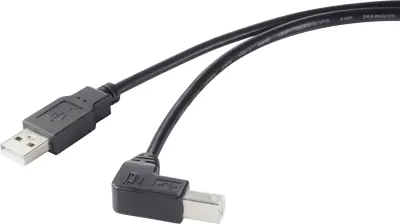Renkforce USB kabel USB 2.0 USB-A vtič\, USB-B vtič 0.5 m črna 90° kotni navzdol RF-4613068