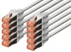 Digitus DK-1644-0025-WH-10 RJ45 omrežni kabel CAT6 S/FTP 0.25 m bela zaščita iz folije, skupna zaščita, zaščiten, brez halogena, Simplex, dvojno oklop