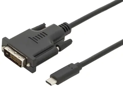 Digitus USB-C® / DVI adapterski kabel USB-C® vtič\, DVI-D 24+1-polni vtič 2.00 m črna AK-300332-020-S zaščiten\, dvojno oklopljen USB-C®-Display kabel