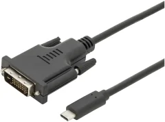 Digitus USB-C® / DVI adapterski kabel USB-C® vtič\, DVI-D 24+1-polni vtič 2.00 m črna AK-300332-020-S zaščiten\, dvojno oklopljen USB-C®-Display kabel