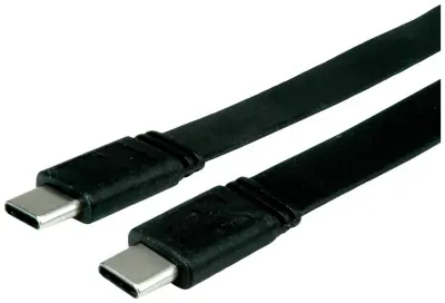 VALUE USB4 Gen 3 kabel, PD 20V5A, Emark, CC, ST/ST, 40 Gbit/s, ploščat, črn, 0,5 m Value USB kabel USB 4.0 USB-C vtič 0.5 m črna zaščiten 11.99.9085
