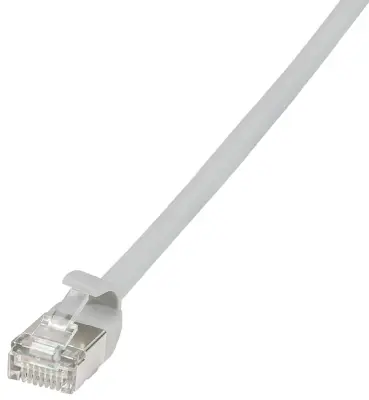 LogiLink CQ9012S RJ45 omrežni kabel CAT6a U/FTP 0.3 m siva izjemno tanek, ognjevaren, prilagodljiv, zaščita iz folije, brez halogena, z zaščitnim zapo