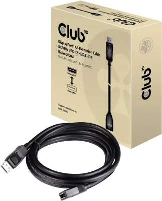 club3D DisplayPort podaljšek DisplayPort  vtič\, DisplayPort  vtičnica 3.00 m črna CAC-1023  DisplayPort kabel