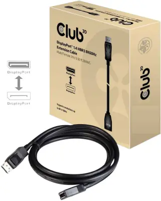 club3D DisplayPort podaljšek DisplayPort  vtič\, DisplayPort  vtičnica 2.00 m črna CAC-1022  DisplayPort kabel