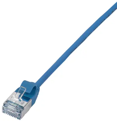 LogiLink CQ9016S RJ45 omrežni kabel CAT6a U/FTP 0.3 m modra izjemno tanek, ognjevaren, prilagodljiv, zaščita iz folije, brez halogena, z zaščitnim zap